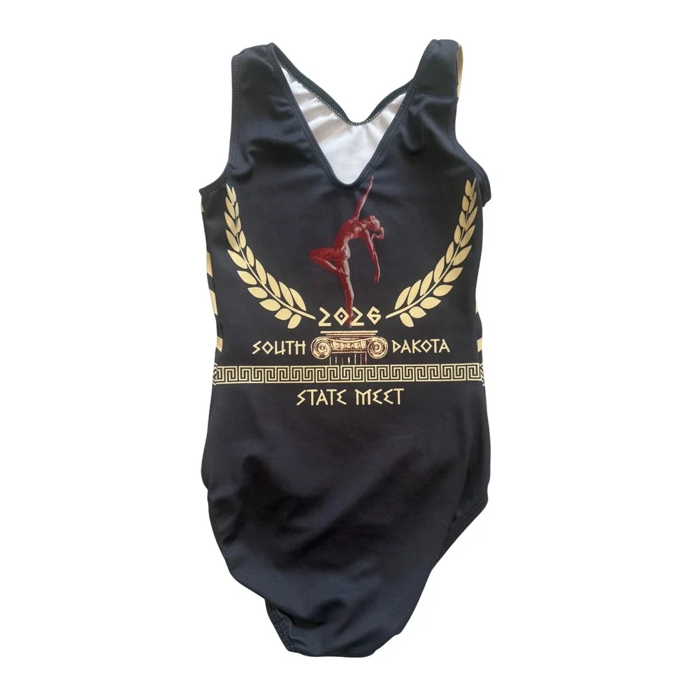 GK Elite South Dakota State Meet 2026 Gymnastics Leotard Black Gold Girls AXS‎